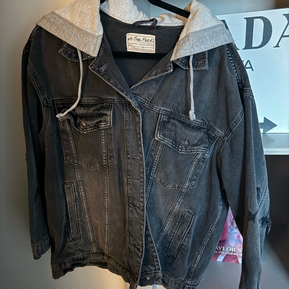 Free People Oversized Hooded Denim Jacket - Picture 1 of 14